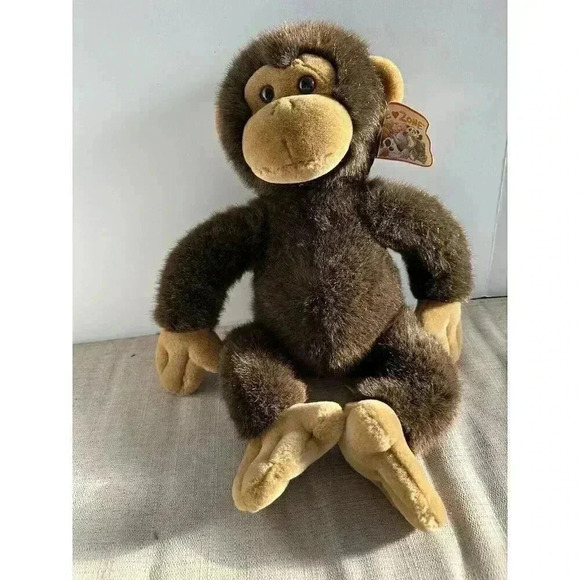 Vintage 2001 Cuddle Zone Plush Monkey Realistic Soft Furry Brown NWT - Picture 1 of 5